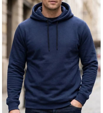 Sweat à capuche homme CHALLENGER PRIAM1 coloris bleu marine avec poches latérales zippées