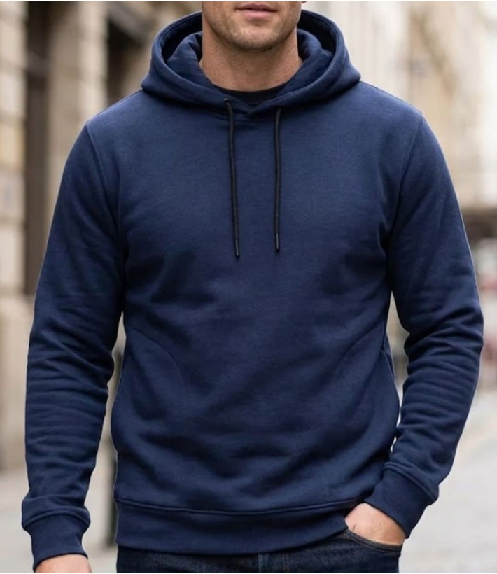 Sweat à capuche homme CHALLENGER PRIAM1 coloris bleu marine avec poches latérales zippées