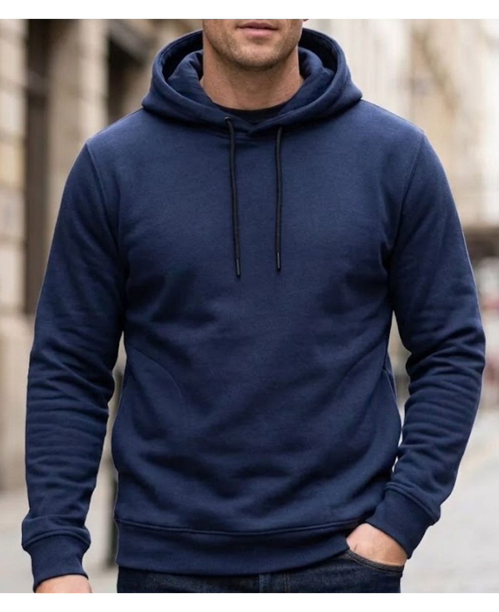 Sweat à capuche homme CHALLENGER PRIAM1 coloris bleu marine avec poches latérales zippées