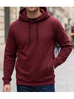 Sweat à capuche homme CHALLENGER PRIAM3 coloris bordeaux avec poches latérales zippées