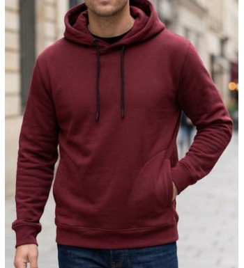 Sweat à capuche homme CHALLENGER PRIAM3 coloris bordeaux avec poches latérales zippées