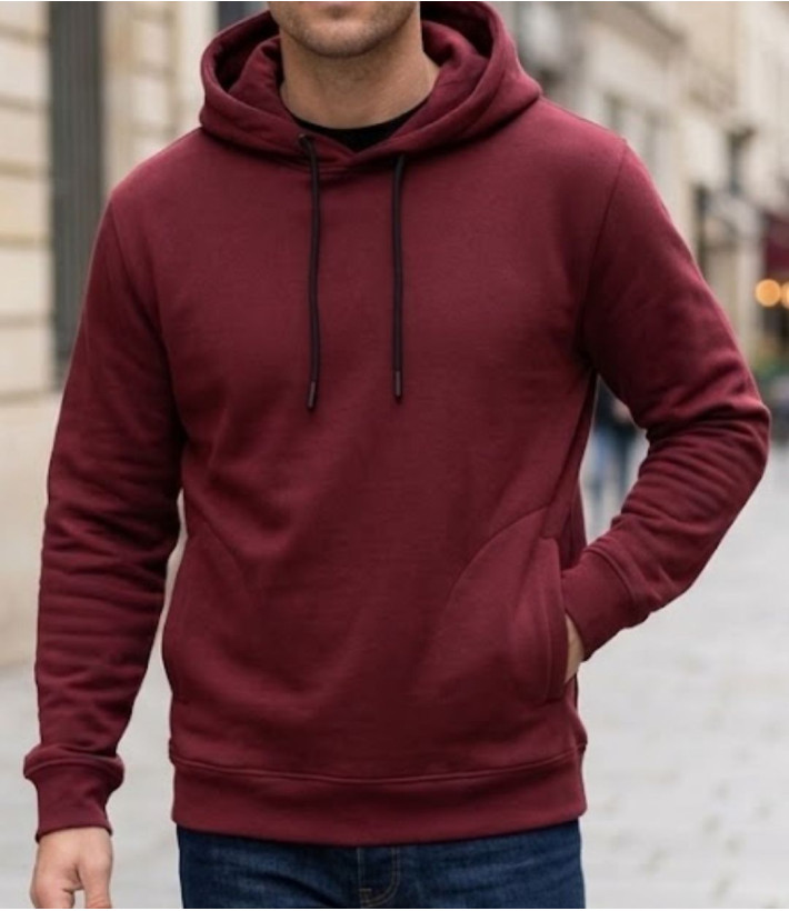 Sweat à capuche homme CHALLENGER PRIAM3 coloris bordeaux avec poches latérales zippées