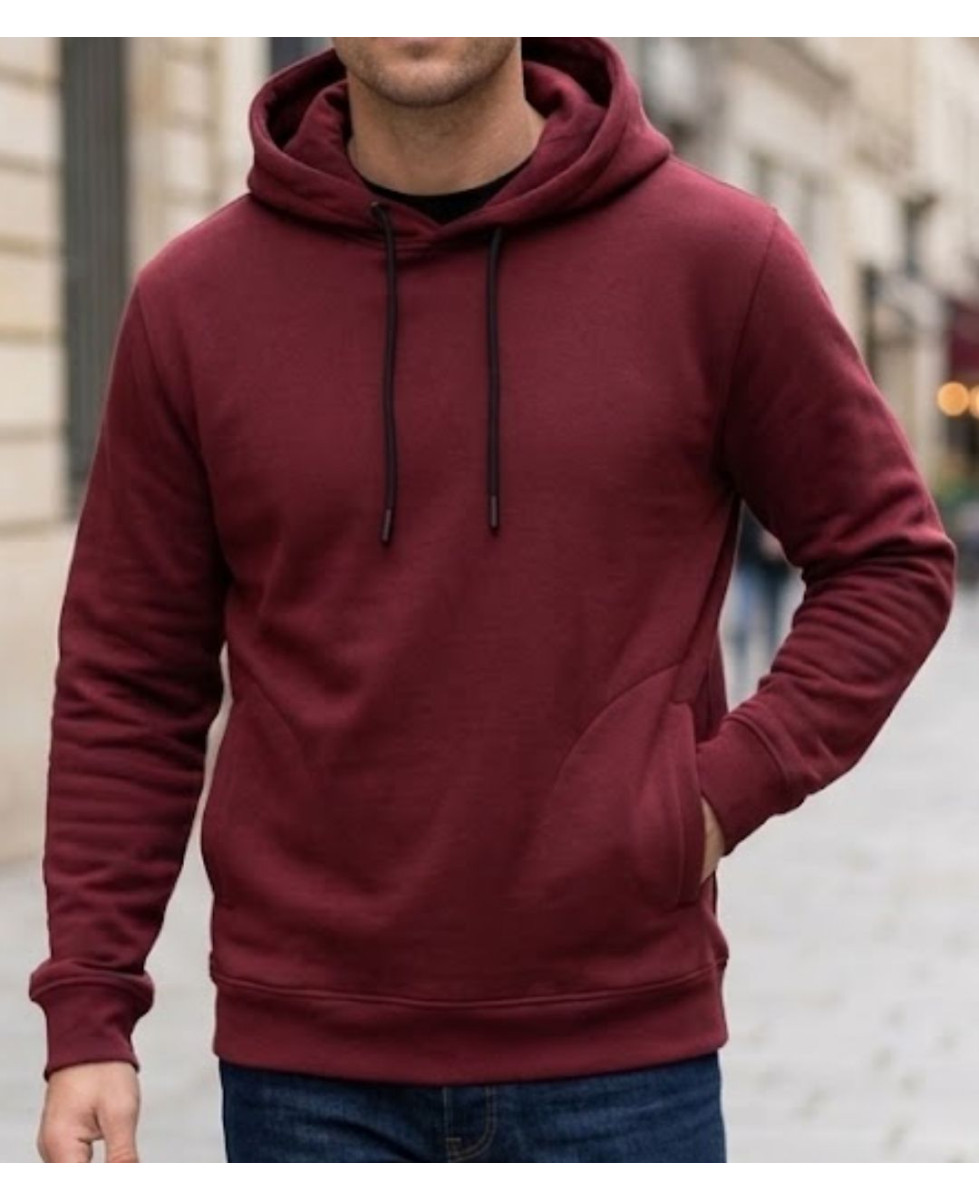 Sweat à capuche homme CHALLENGER PRIAM3 coloris bordeaux avec poches latérales zippées