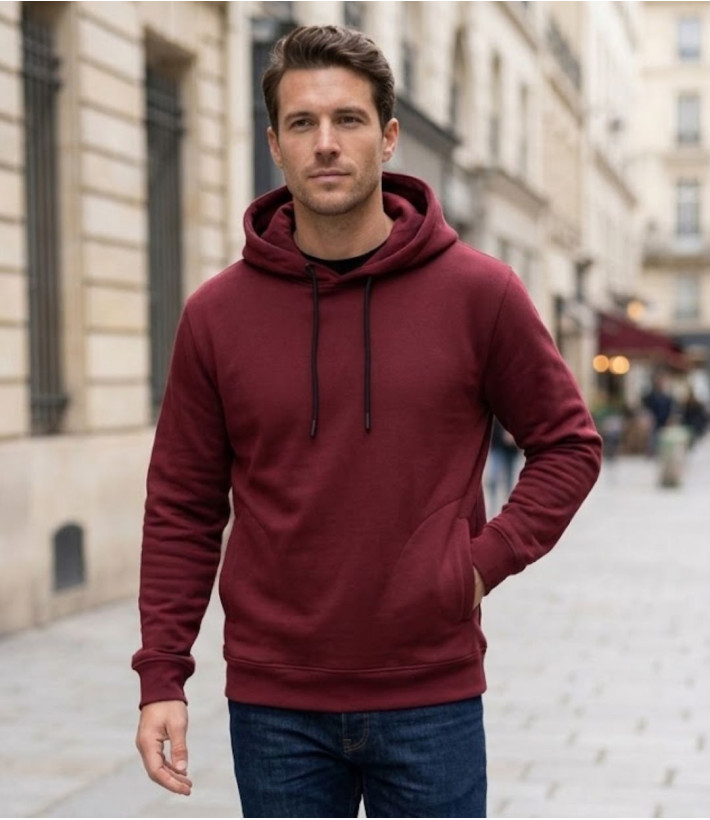 CHALLENGER PRIAM3 — Sweat à capuche bordeaux multipoche