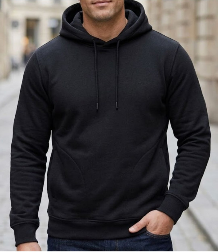 Sweat à capuche homme CHALLENGER PRIAM4 coloris noir avec poches latérales zippées