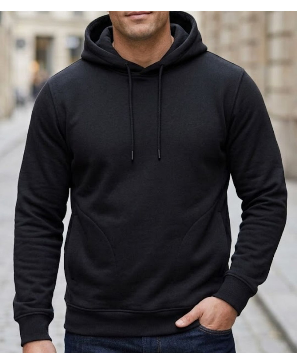 Sweat à capuche homme CHALLENGER PRIAM4 coloris noir avec poches latérales zippées