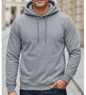 Sweat à capuche homme CHALLENGER PRIAM5 coloris gris chiné avec poches latérales zippées