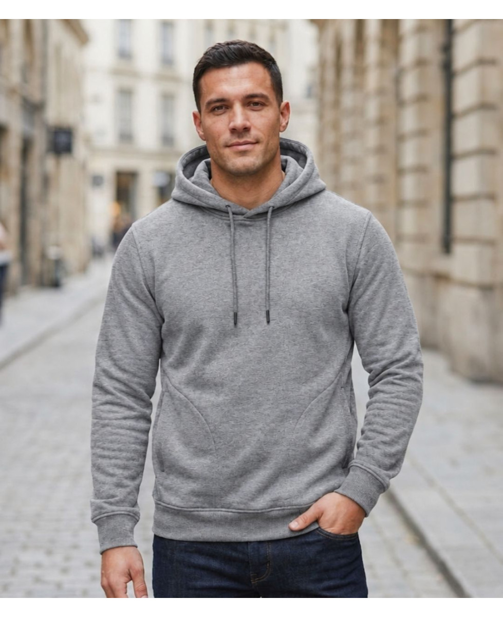 CHALLENGER PRIAM5 — Sweat à capuche gris chiné multipoche