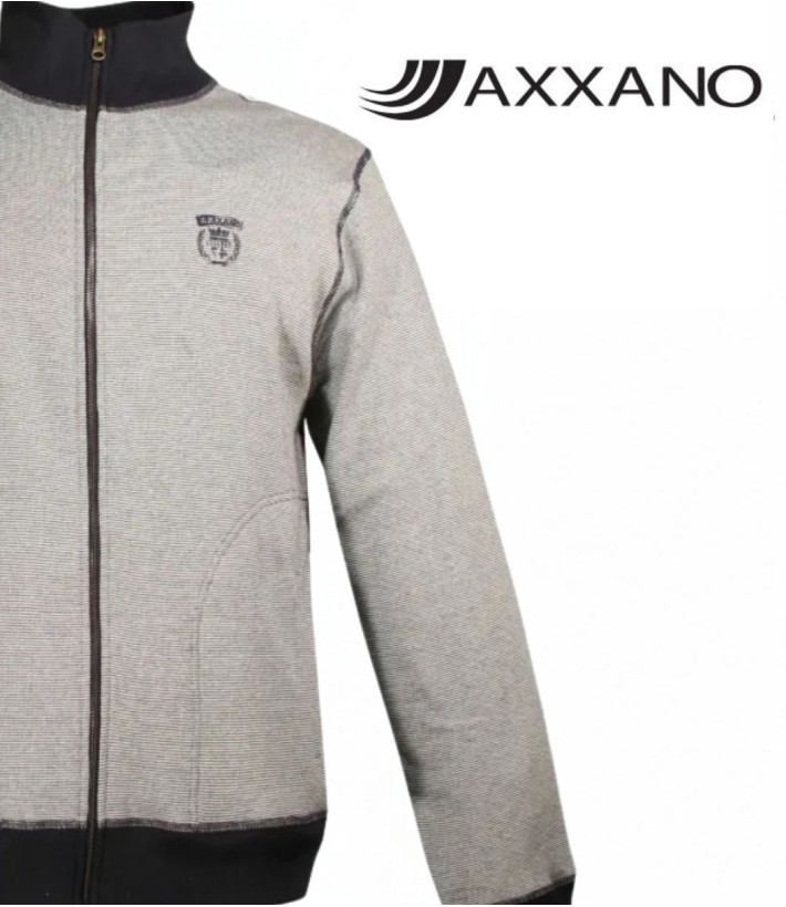 Axxano AH1157M — Sweat col montant zippé en coton marin