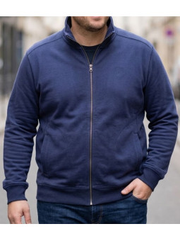 Veste molleton zippée homme CHALLENGER VE4001 coloris bleu marine avec col montant