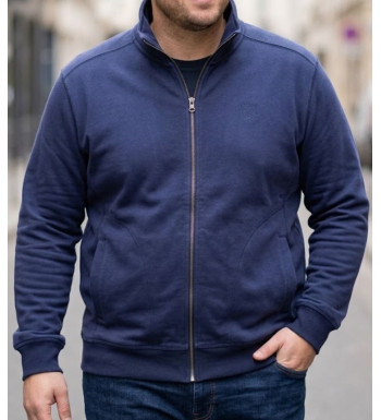 Veste molleton zippée homme CHALLENGER VE4001 coloris bleu marine avec col montant