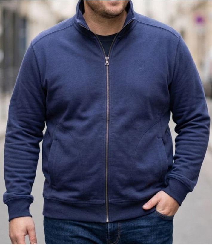 Veste molleton zippée homme CHALLENGER VE4001 coloris bleu marine avec col montant