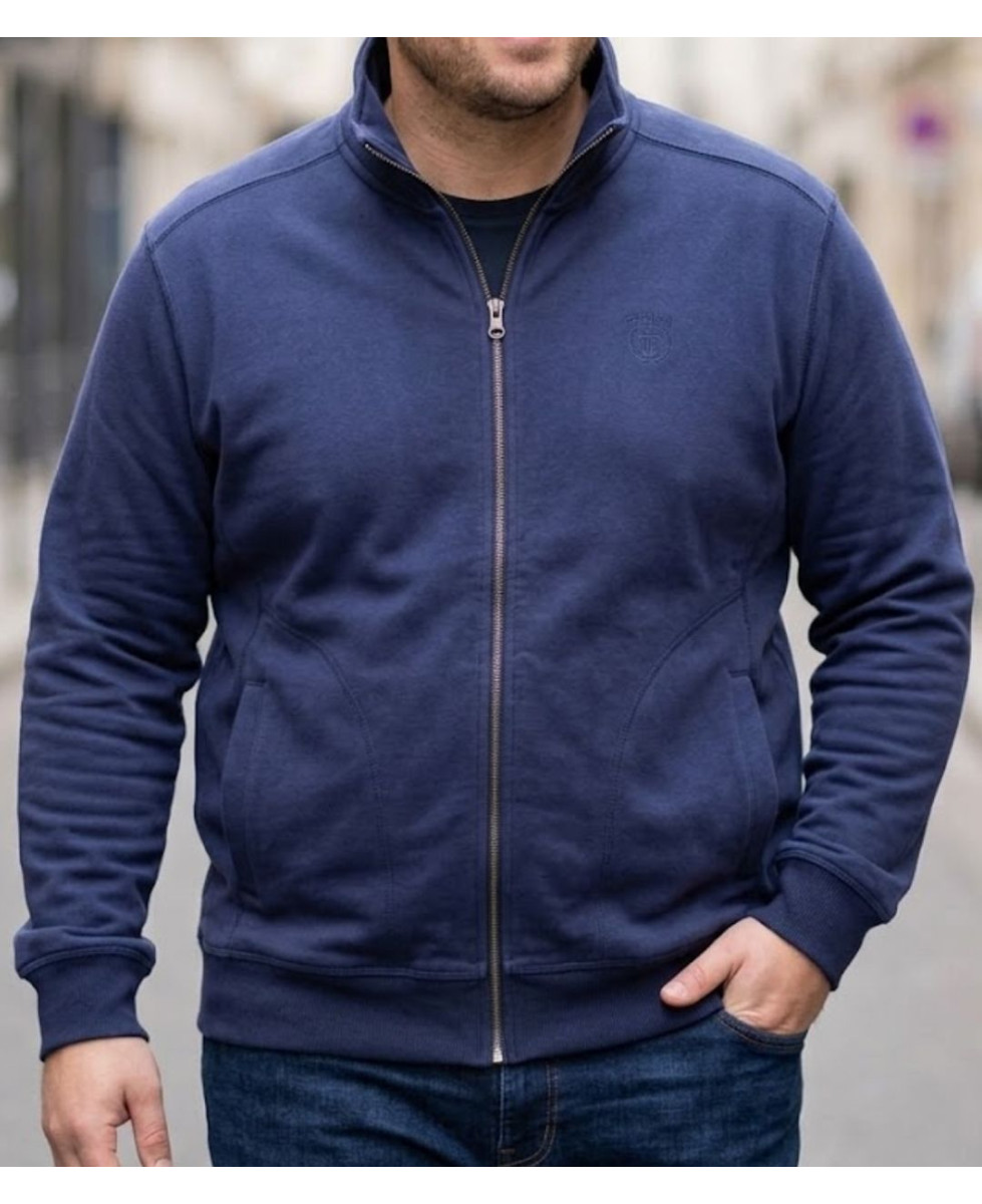 Veste molleton zippée homme CHALLENGER VE4001 coloris bleu marine avec col montant