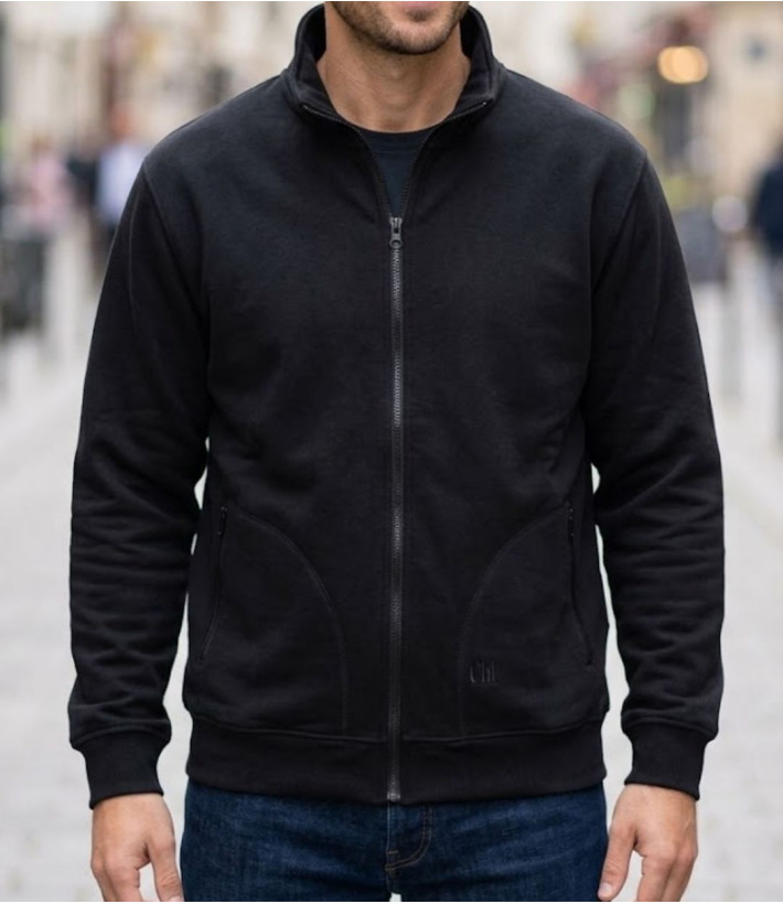 Veste molleton zippée homme CHALLENGER CAPITAL4 coloris noir avec col montant