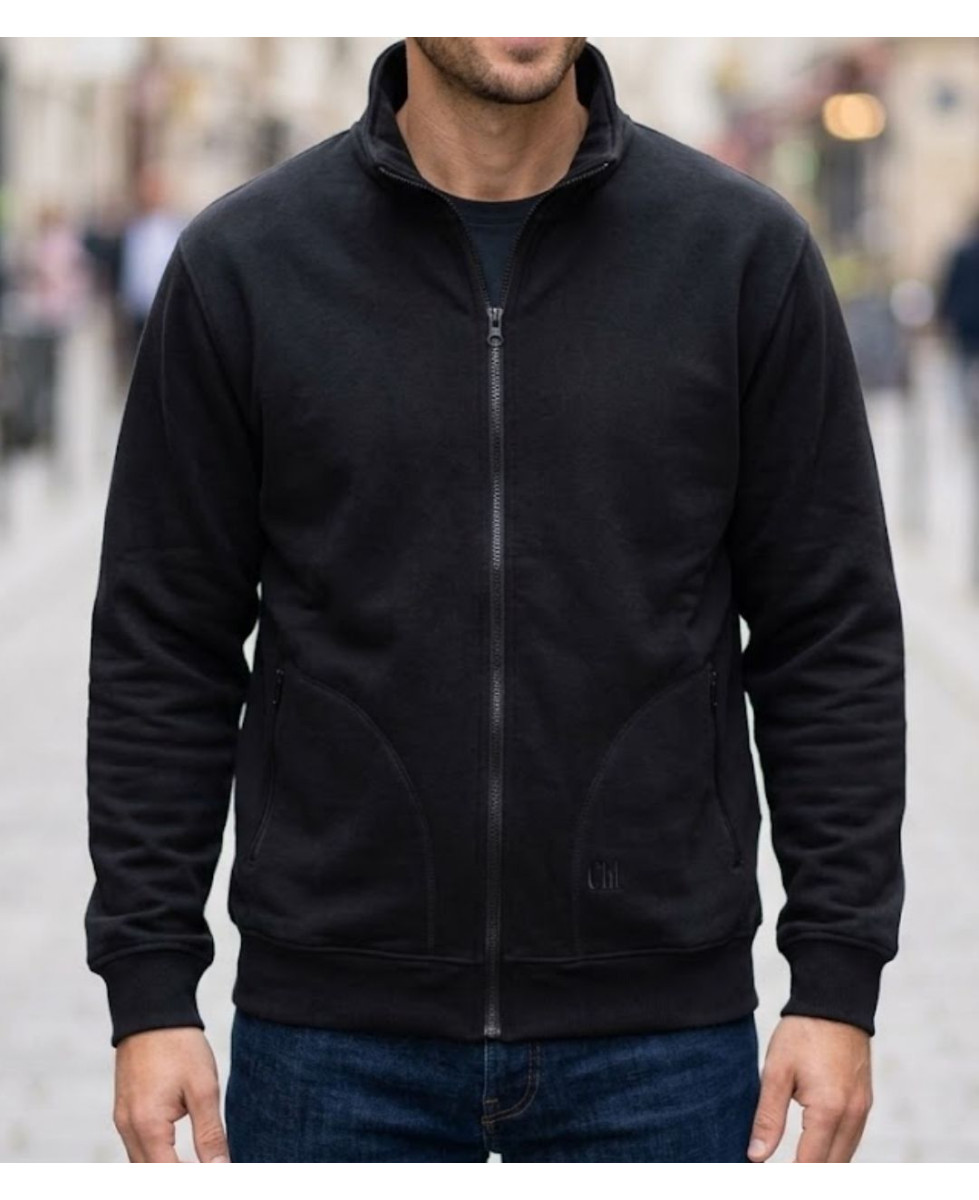 Veste molleton zippée homme CHALLENGER CAPITAL4 coloris noir avec col montant