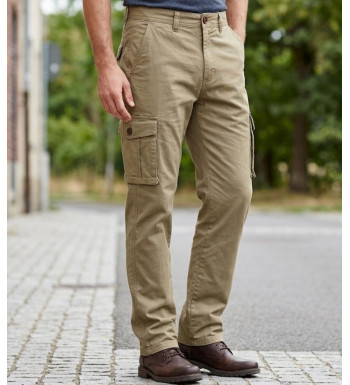 Pantalon cargo homme Challenger KINGSTON1 coloris beige avec poches latérales à soufflet
