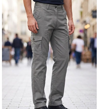 Pantalon cargo homme Challenger KINGSTON2 coloris gris avec poches latérales à soufflet