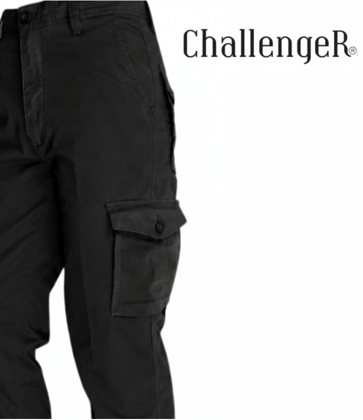 Challenger KINGSTON3 — Pantalon cargo noir stretch confort