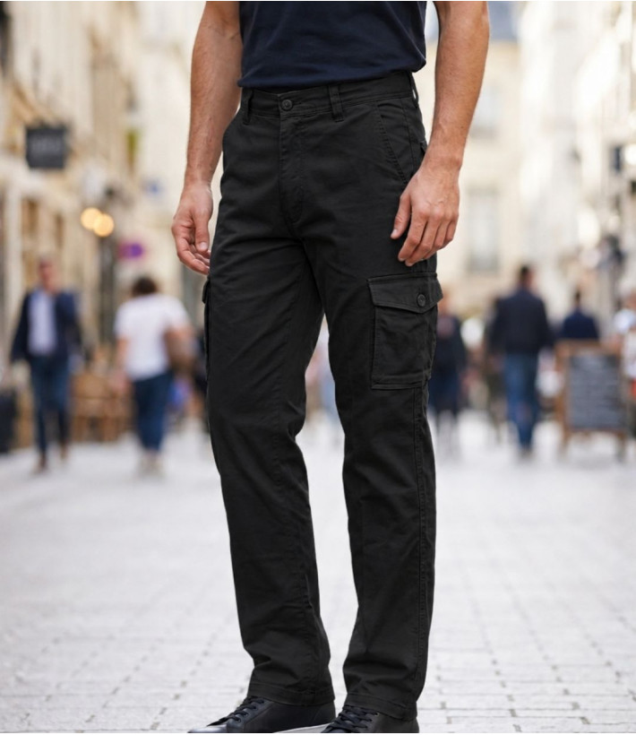 Challenger KINGSTON3 — Pantalon cargo noir stretch confort