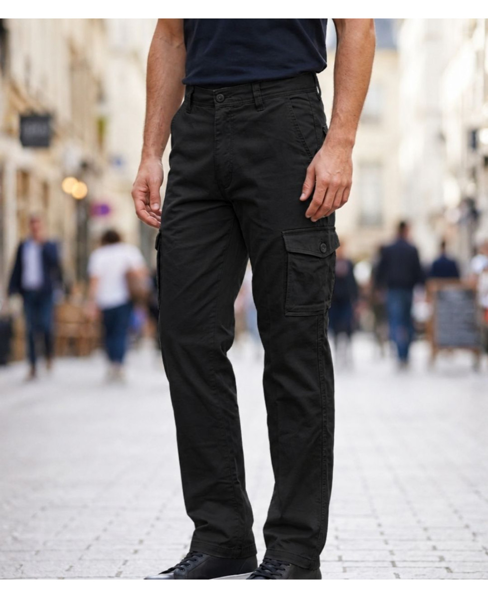 Challenger KINGSTON3 — Pantalon cargo noir stretch confort