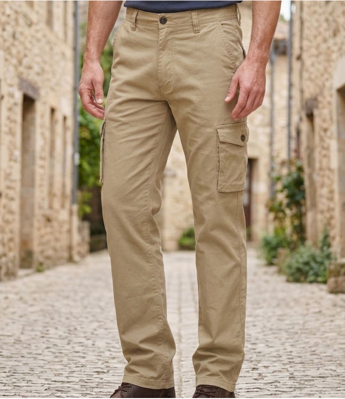Pantalon détente homme Winchester KARGO3 coloris beige avec poches jambes à soufflet