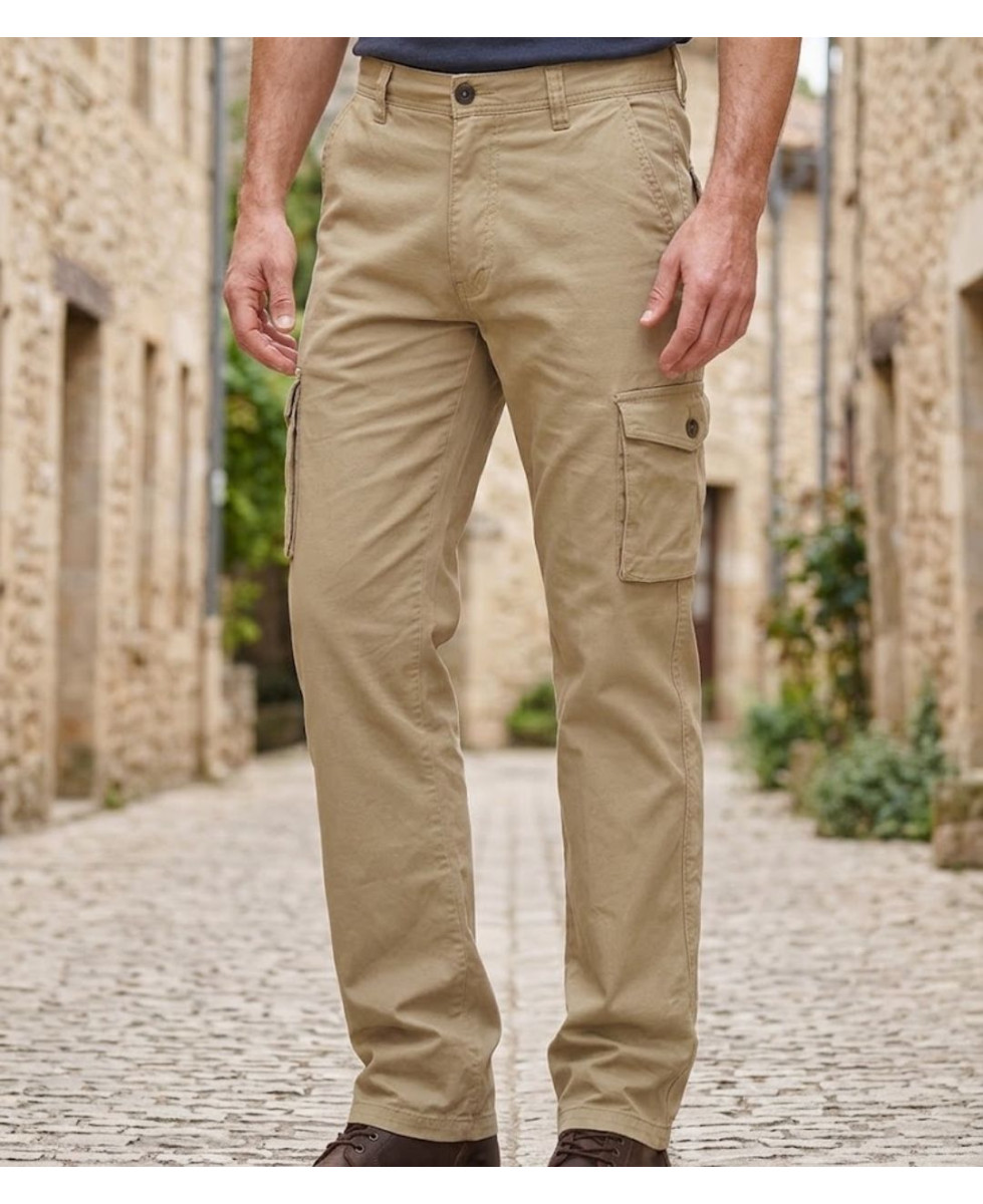 Pantalon détente homme Winchester KARGO3 coloris beige avec poches jambes à soufflet