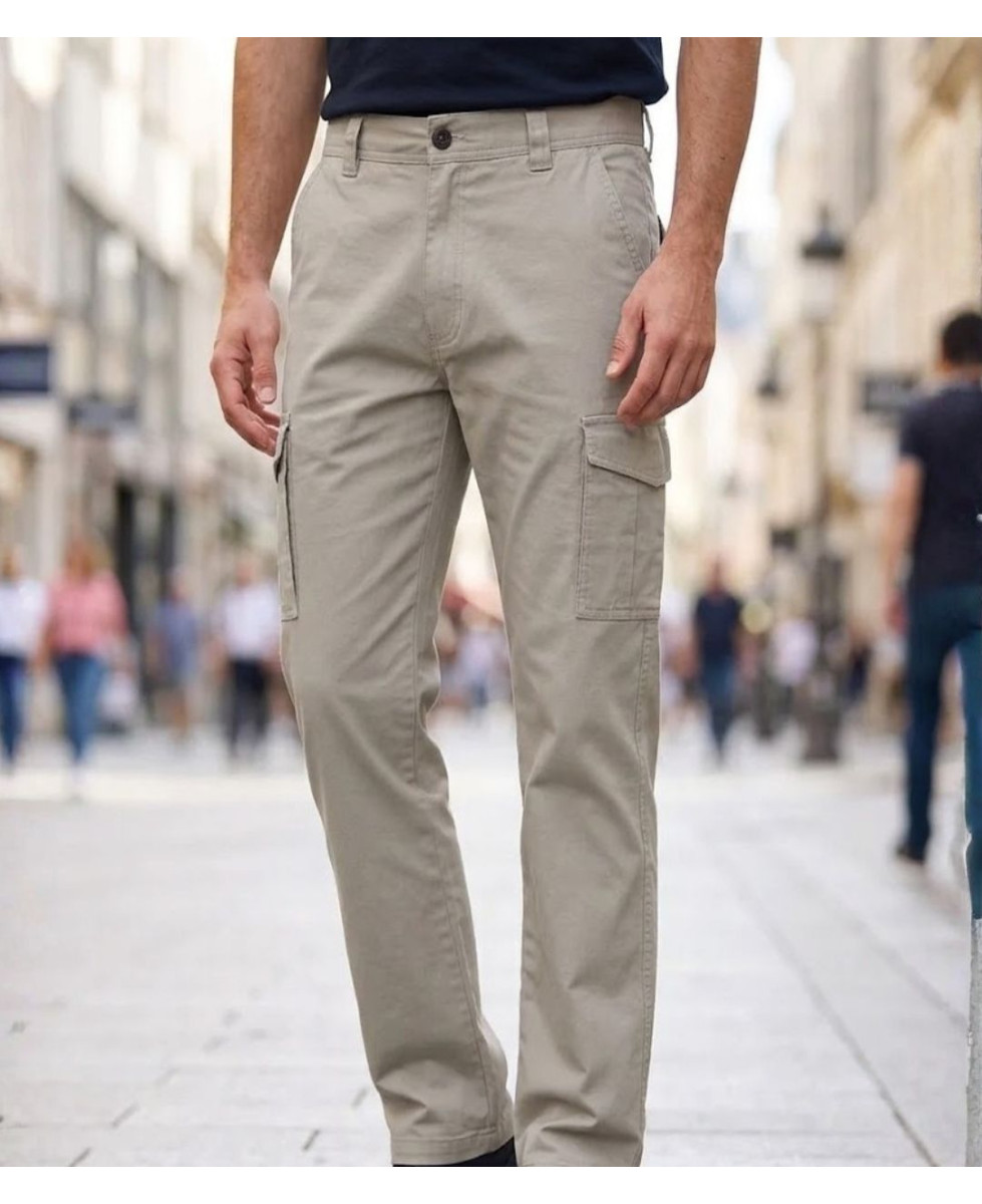 Challenger PANT2001A — Pantalon beige stretch multipoche