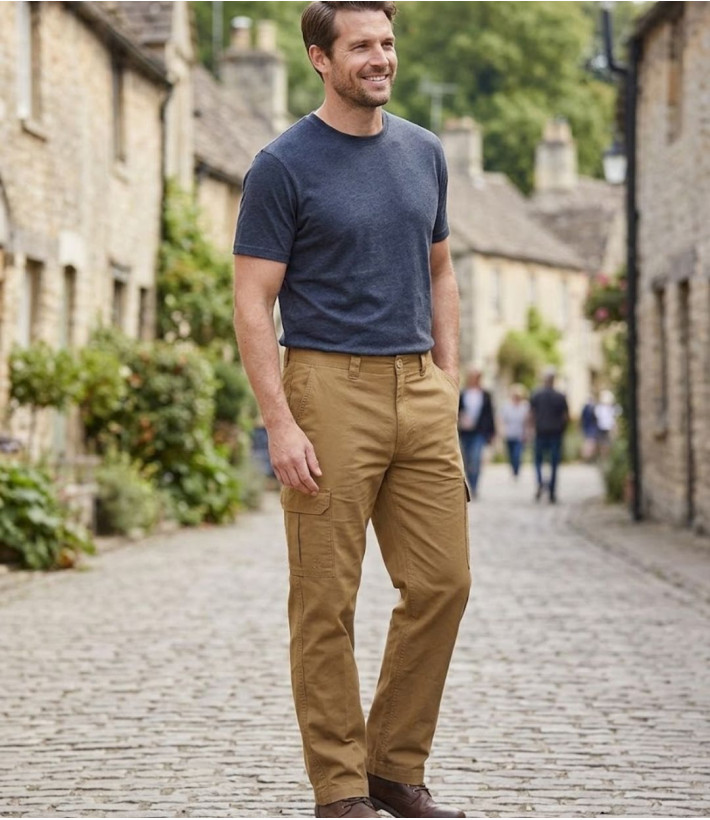 WINCHESTER WILLOW1 — Pantalon cargo beige coton ripstop
