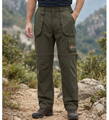 Pantalon de randonnée modulable transformable en short homme OGALO SE9011 coloris taupe