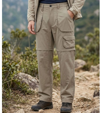 Pantalon de randonnée transformable en short homme OGALO TANGER coloris marron brun