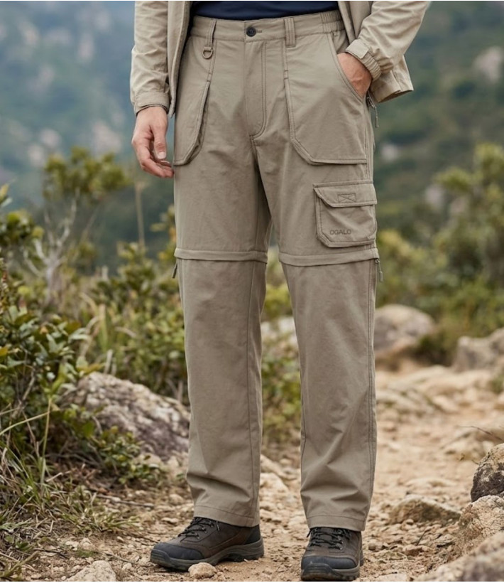 Pantalon de randonnée transformable en short homme OGALO TANGER coloris marron brun