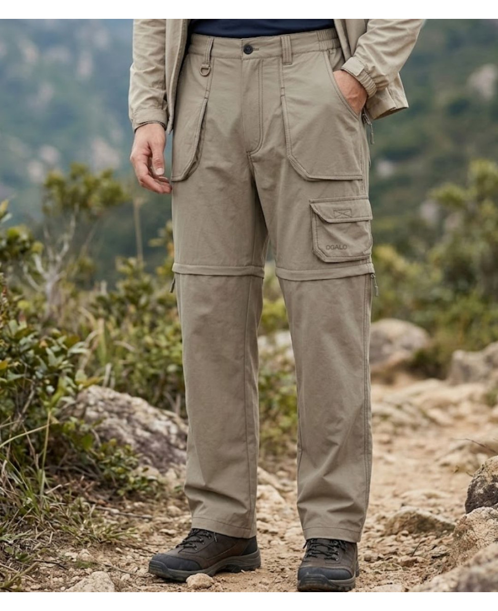 Pantalon de randonnée transformable en short homme OGALO TANGER coloris marron brun