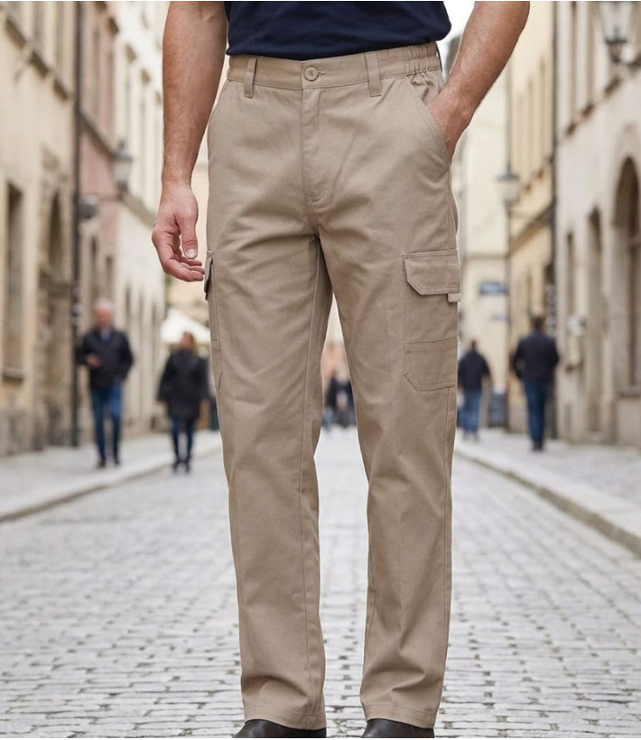 Pantalon cargo à taille élastiquée homme CHALLENGER VALLON1 coloris beige