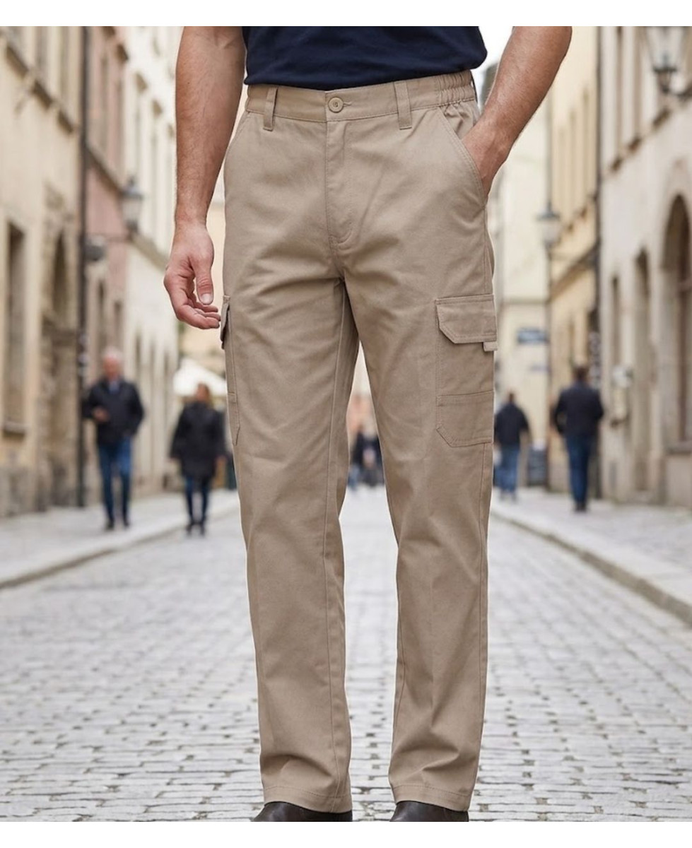 Pantalon cargo à taille élastiquée homme CHALLENGER VALLON1 coloris beige