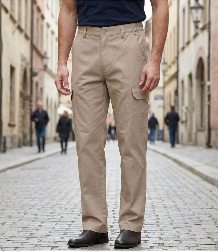 CHALLENGER VALLON1 — Pantalon cargo confort en coton twill