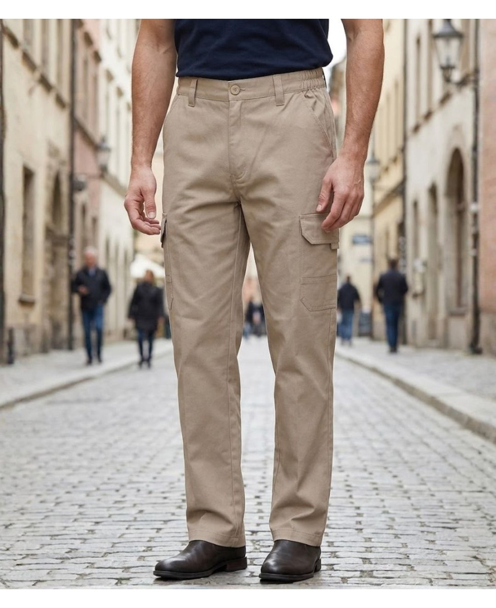 CHALLENGER VALLON1 — Pantalon cargo confort en coton twill