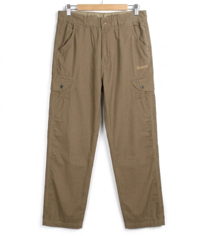WINCHESTER WE1280C — Pantalon camel rayé en coton léger