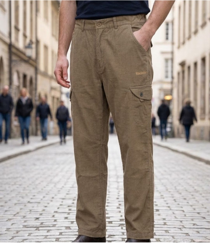 Pantalon détente homme WINCHESTER WE1280C coloris camel à fines rayures