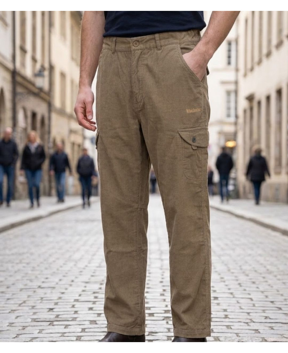 Pantalon détente homme WINCHESTER WE1280C coloris camel à fines rayures