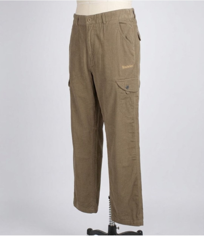 WINCHESTER WE1280C — Pantalon camel rayé en coton léger