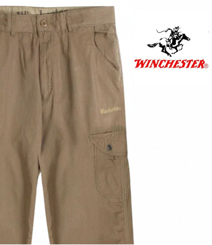 WINCHESTER WE1280C — Pantalon camel rayé en coton léger