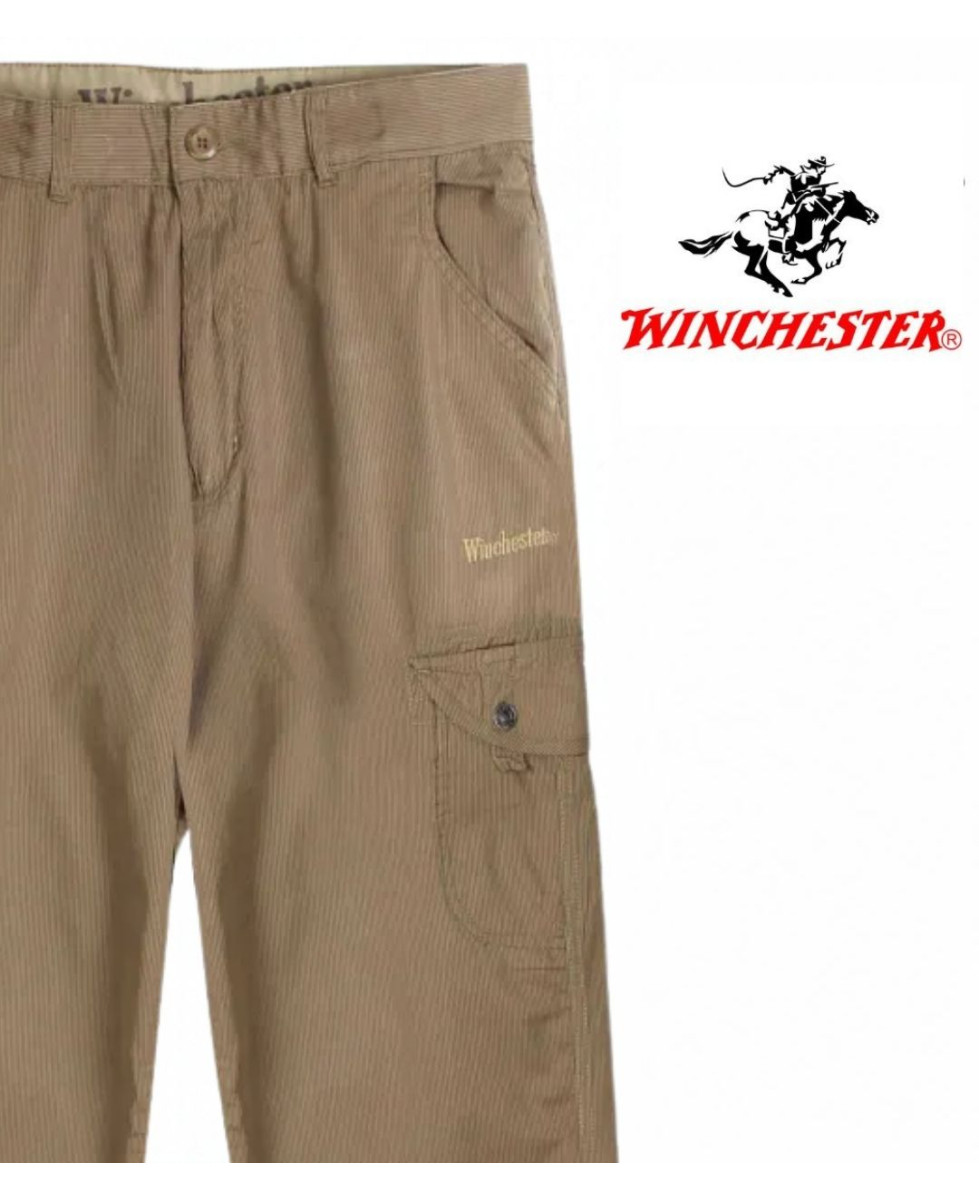 WINCHESTER WE1280C — Pantalon camel rayé en coton léger