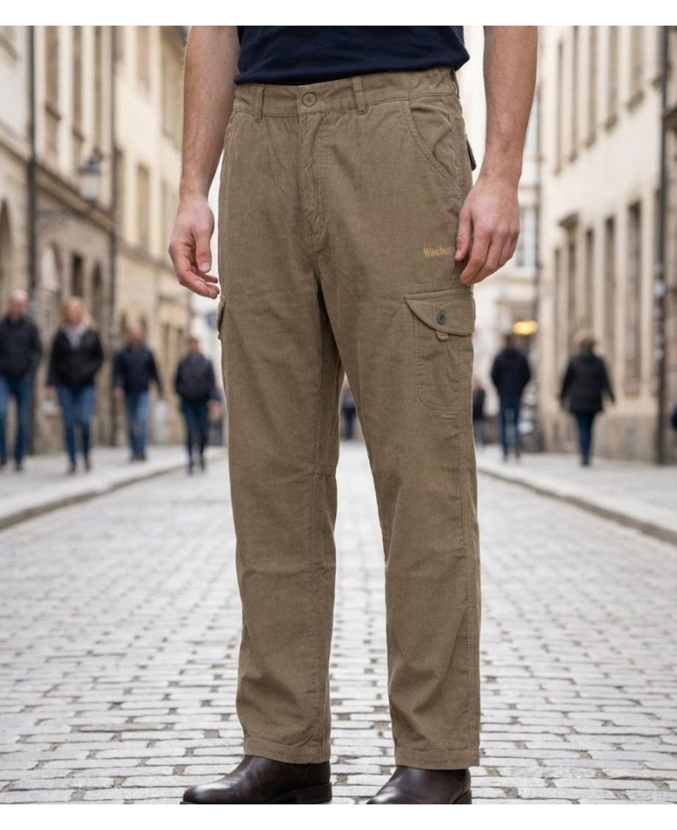 WINCHESTER WE1280C — Pantalon camel rayé en coton léger