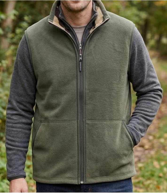 Gilet sans manches polaire réversible kaki et camouflage homme CHALLENGER SH1025
