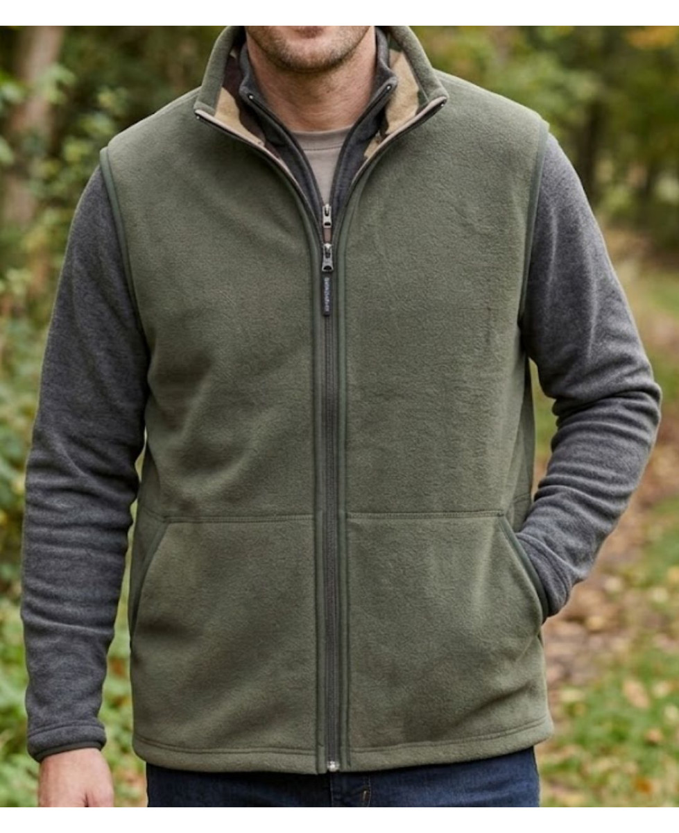 Gilet sans manches polaire réversible kaki et camouflage homme CHALLENGER SH1025