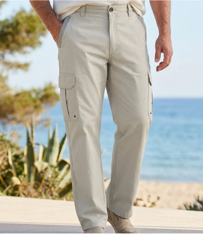 Pantalon sportswear beige multipoches homme SEDETEX KH281