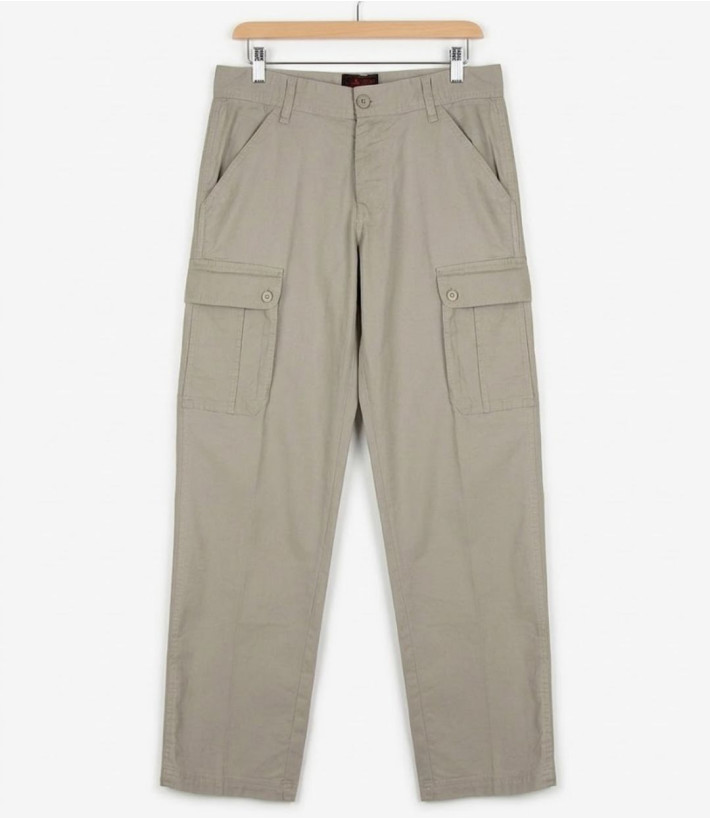 WINCHESTER VERMONT1 — Pantalon lin beige multipoches