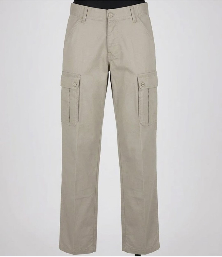 WINCHESTER VERMONT1 — Pantalon lin beige multipoches