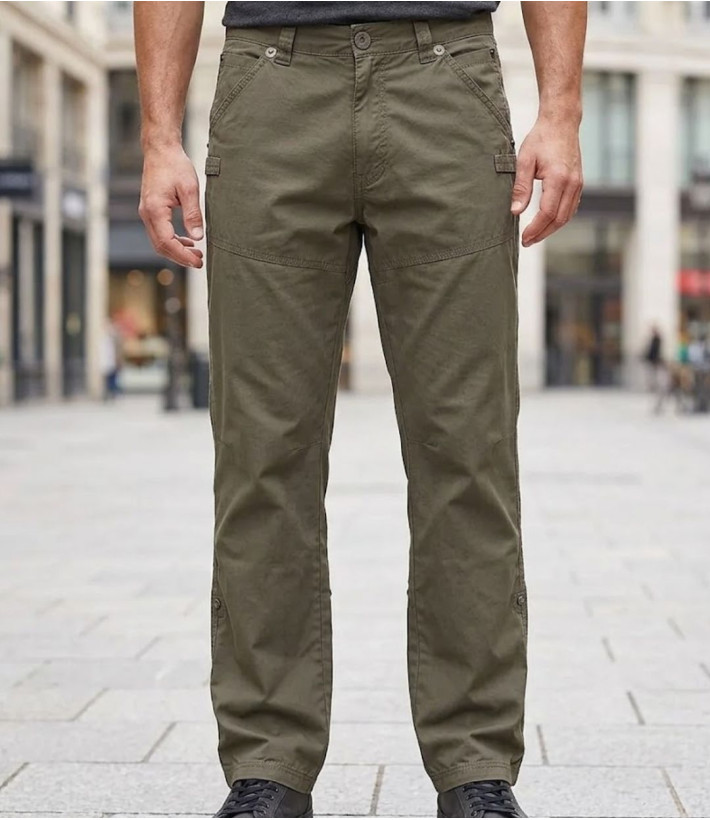 Pantalon coupe droite 5 poches kaki homme AXXANO AE1150K
