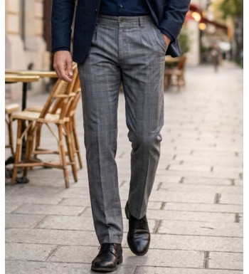 Pantalon droit habillé à carreaux gris homme WINCHESTER WARD2G